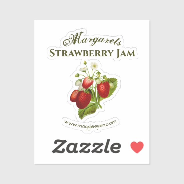 Vinyl Strawberry Jar Jam Label (Sheet)