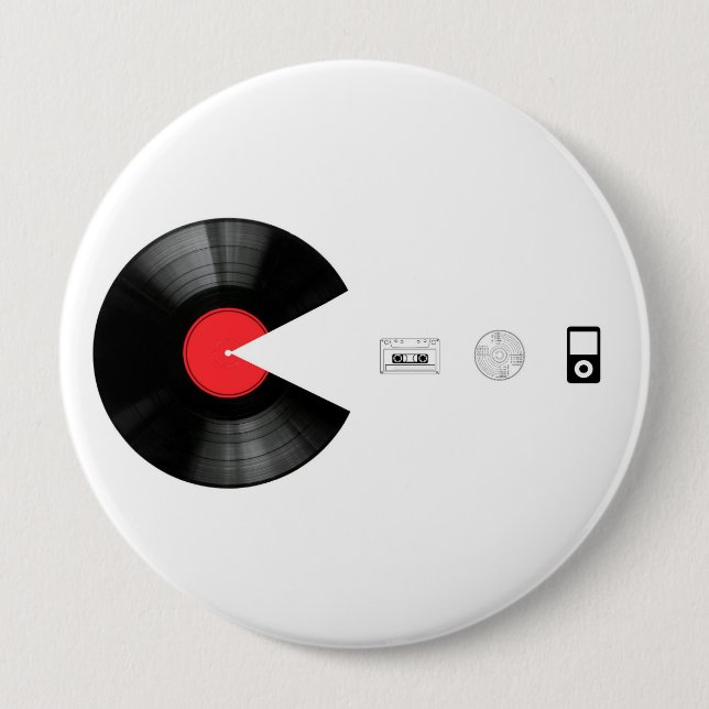 VINYL VILLAIN eating EVERYTHING 4 Inch Round Button (Front)