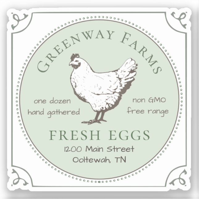 Vinyl Window Sticker FRESH EGGS with HEN (Front)