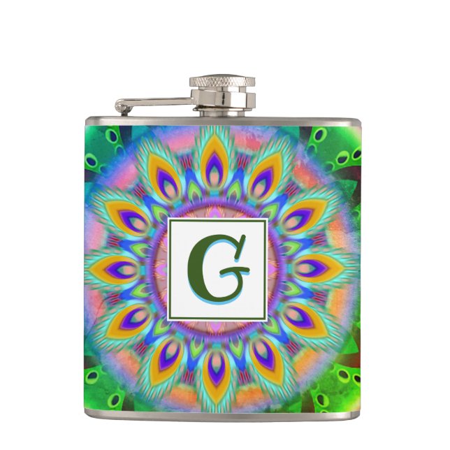Vinyl wrapped custom hip flask psychedelia (Front)