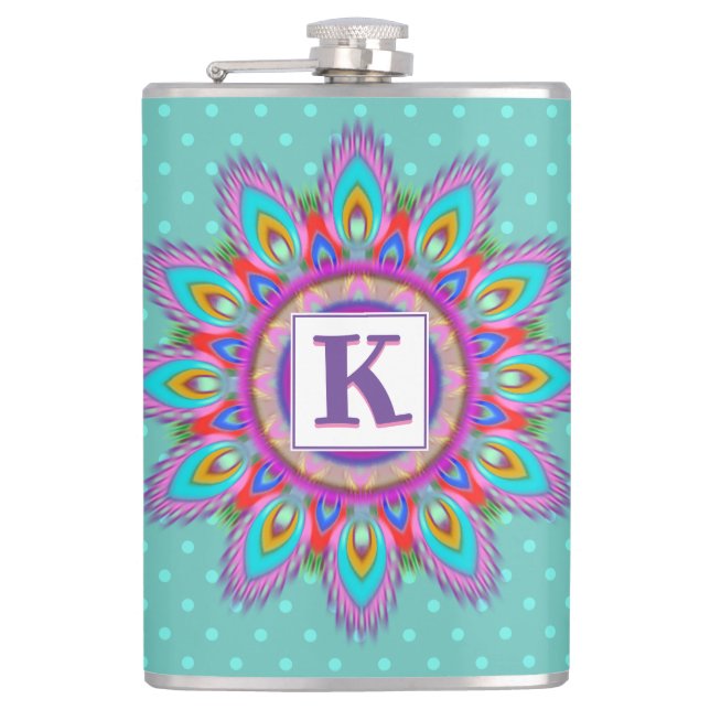 Vinyl wrapped custom hip flask psychedelic (Front)