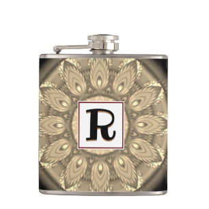 Vinyl wrapped custom hip flask sepia psychedelia