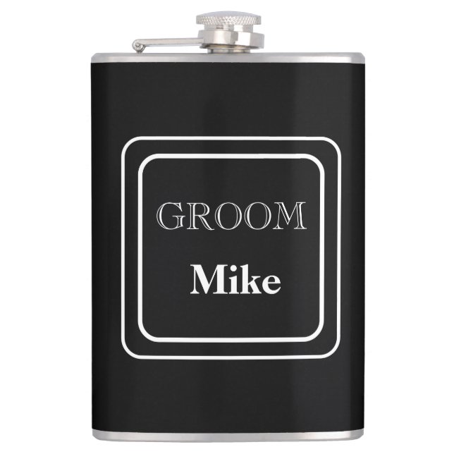 Vinyl Wrapped Flask-Groom Hip Flask (Front)