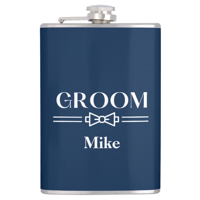 Vinyl Wrapped Flask-Groom Hip Flask (Front)