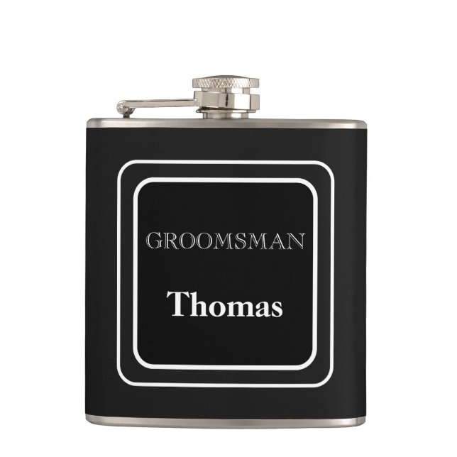 Vinyl Wrapped Flask-Groomsman Hip Flask (Front)