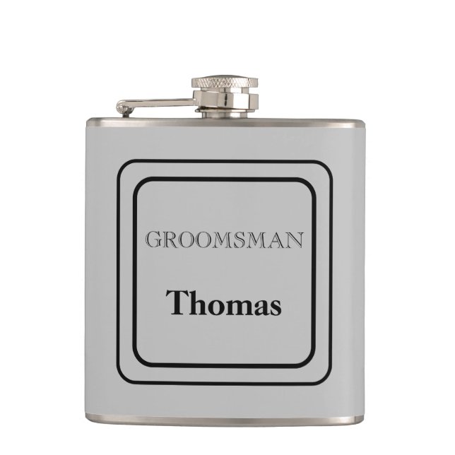 Vinyl Wrapped Flask-Groomsman Hip Flask (Front)