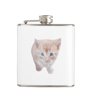 Vinyl Wrapped Flask With Cute Cat Picture