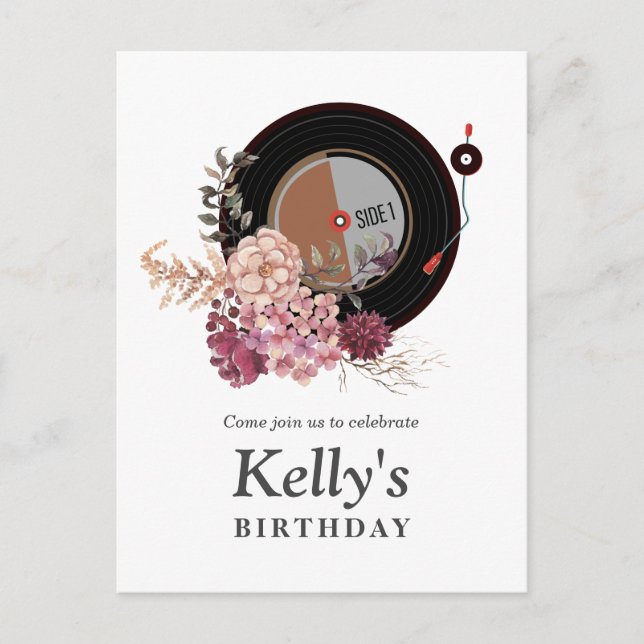 vinyle anniversaire Invitation Carte postale (Devant)