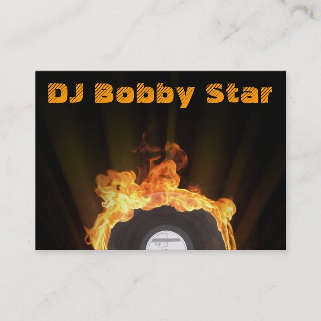 Vinyle frais du DJ sur le carte de visite du feu (Devant)