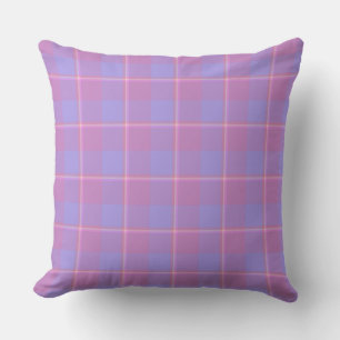 Viola and Dull Lavender Plaid Purple Pink Throw Pillow