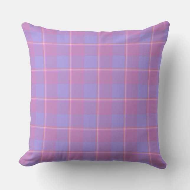 Viola and Dull Lavender Plaid Purple Pink Throw Pillow (Front)