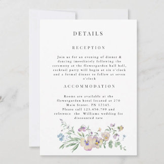 Viola Eucalypt floral Wedding Detail invitation