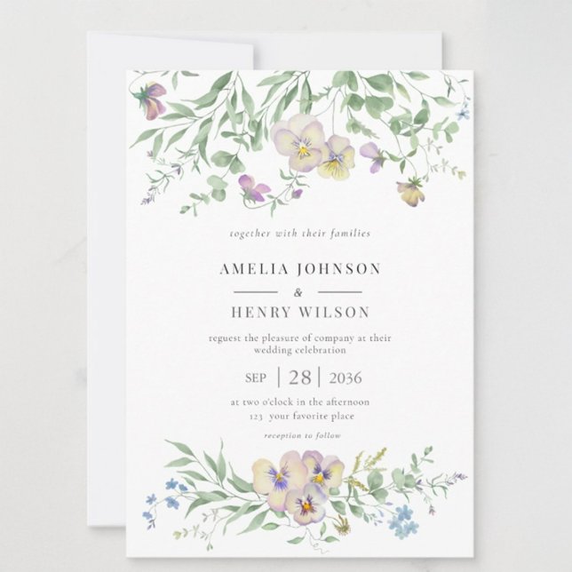  Viola eucalypt Floral Wedding Invitation (Creator Uploaded)