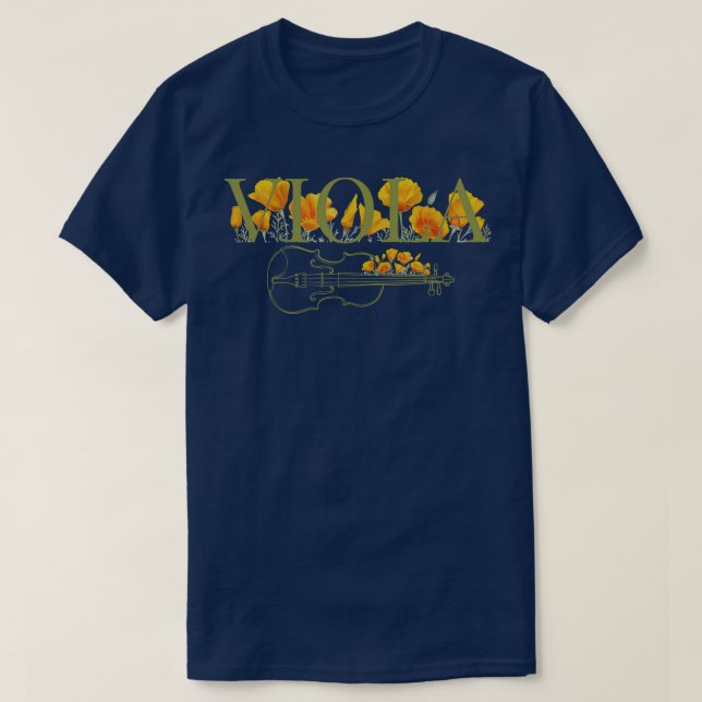 Viola Floral Violist Player Gift T-Shirt (Design Front)