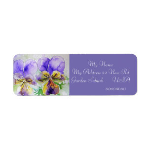 Viola Flower Watercolour Return Address Labels