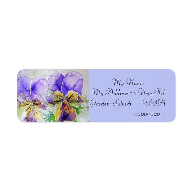 Viola Flower Watercolour Return Address Labels (Front)