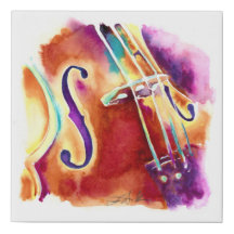 Viola in Purple and Yellow faux canvas wrap