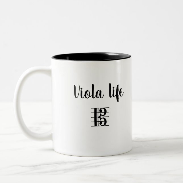 Viola Life Alto Clef Music Two-Tone Coffee Mug (Left)