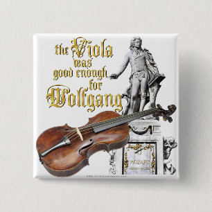 Viola & Mozart 2 Inch Square Button