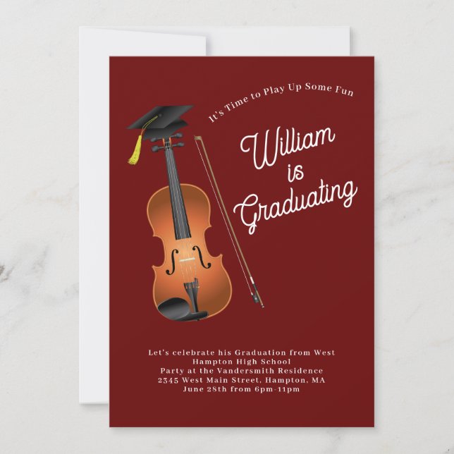 Viola Musician Graduician Party Musique Invitation (Devant)