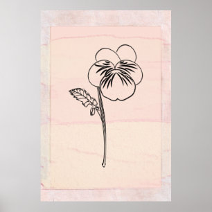 Viola Pansy Flower Drawing Poster