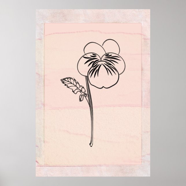 Viola Pansy Flower Drawing Poster (Front)