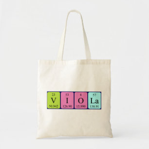 Viola periodic table name tote bag