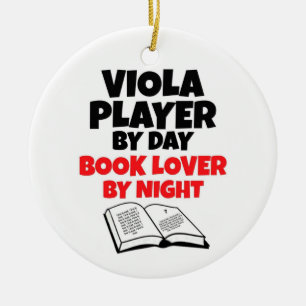 Viola Player by Day Book Lover by Night Ceramic Ornament