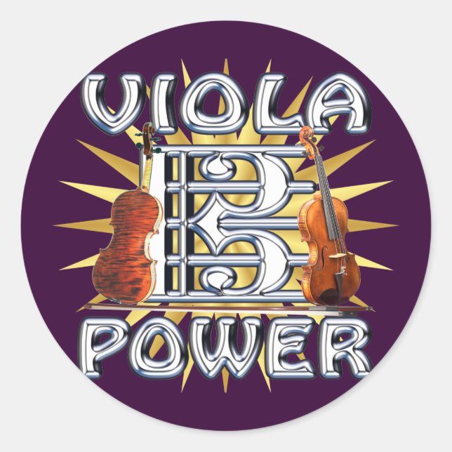 Viola Power Classic Round Sticker (Front)