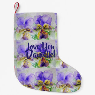 Viola Watercolor Flowers Floral Love You Stocking