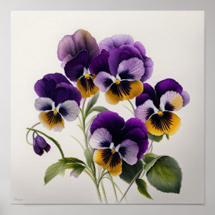 Violas violet Fleur Art Imprimer Poster