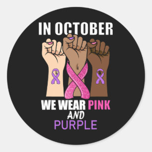 Violence Breast Cancer Awareness Month Ribbon Classic Round Sticker