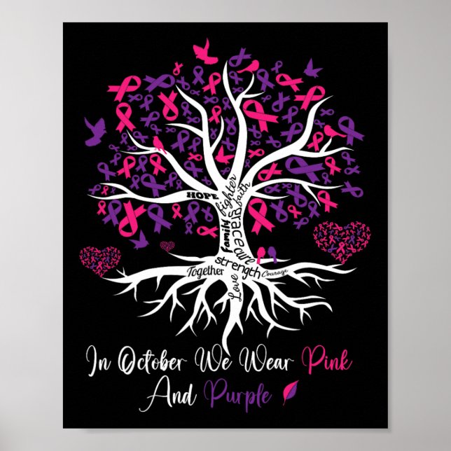 Violence Breast Cancer Awareness Month Ribbon Tree Poster (Front)