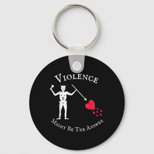 Violence Might Be The Answer Pirate Skull Retro De Keychain