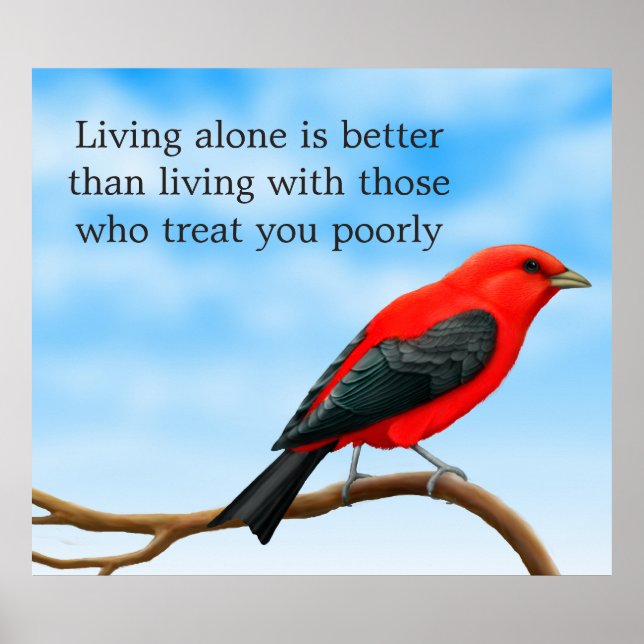 Violence Survivants Inspirational Red Bird Poster (Devant)