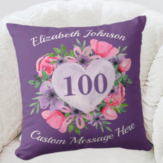 Violet 100e anniversaire Coussin pour femmes
