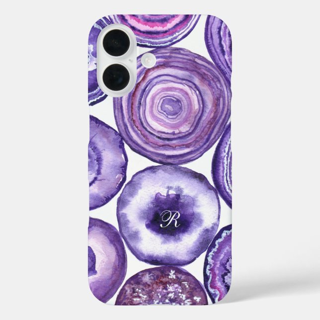 Violet agate pattern monogram Case-Mate iPhone case (Back)