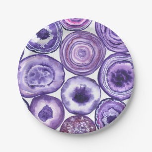Violet agate pattern paper plate