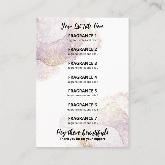 Violet Alcohol Ink Product Price List Card (Back)