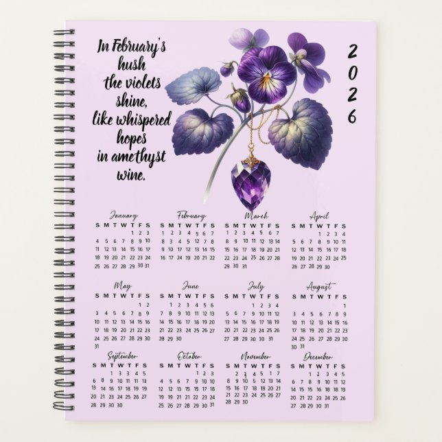 Violet & Améthyste Verset de février – 2026 Année  (Devant)