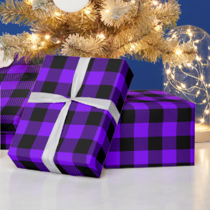 Violet and Black Buffalo Check Wrapping Paper
