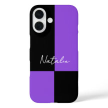 Violet and Black Colour Block Minimal Personalized