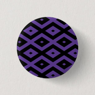 Violet and black diamond pattern 1 inch round button