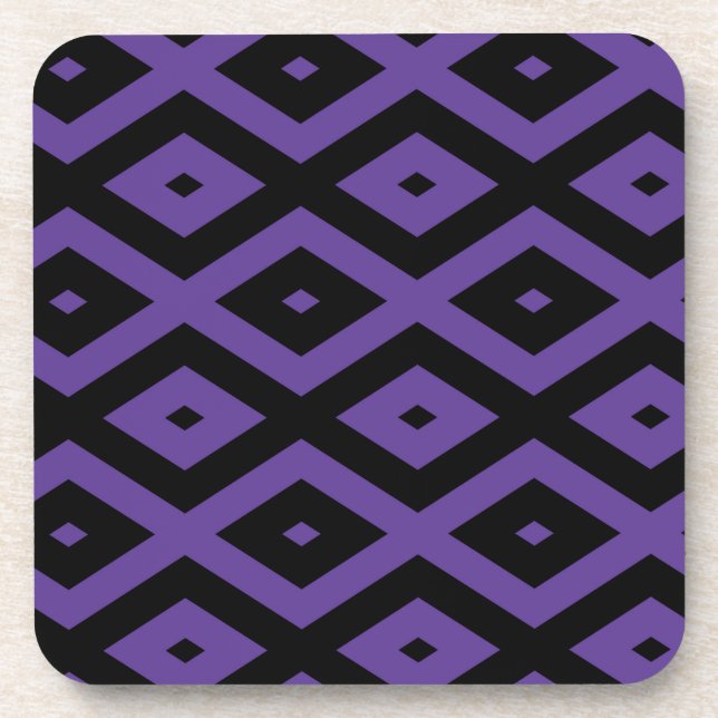 Violet and black diamond pattern coaster (Front)