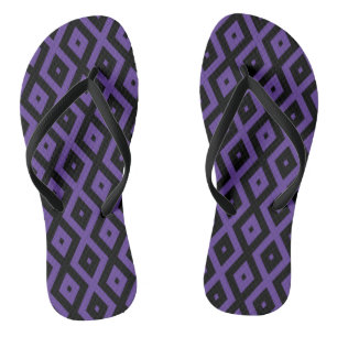 Violet and black diamond pattern flip flops
