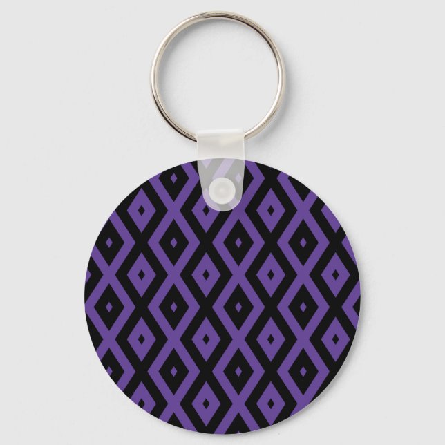 Violet and black diamond pattern keychain (Front)