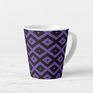 Violet and black diamond pattern latte mug
