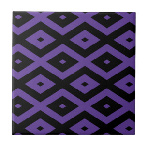 Violet and black diamond pattern tile