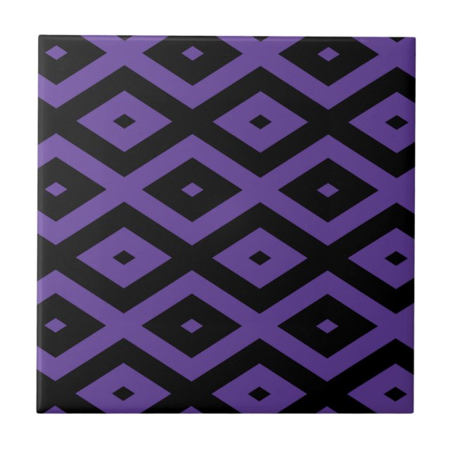 Violet and black diamond pattern tile (Front)