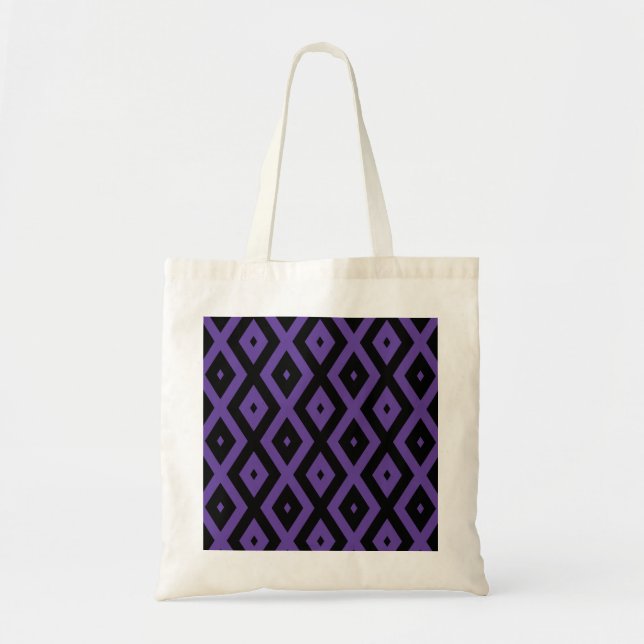 Violet and black diamond pattern tote bag (Front)
